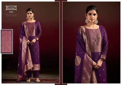 Gurleen Kesar Silk Jacquard Karachi Salwar Suits Wholesaler Ahmedabad