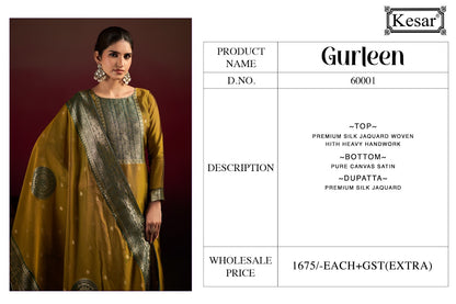 Gurleen Kesar Silk Jacquard Karachi Salwar Suits Wholesaler Ahmedabad