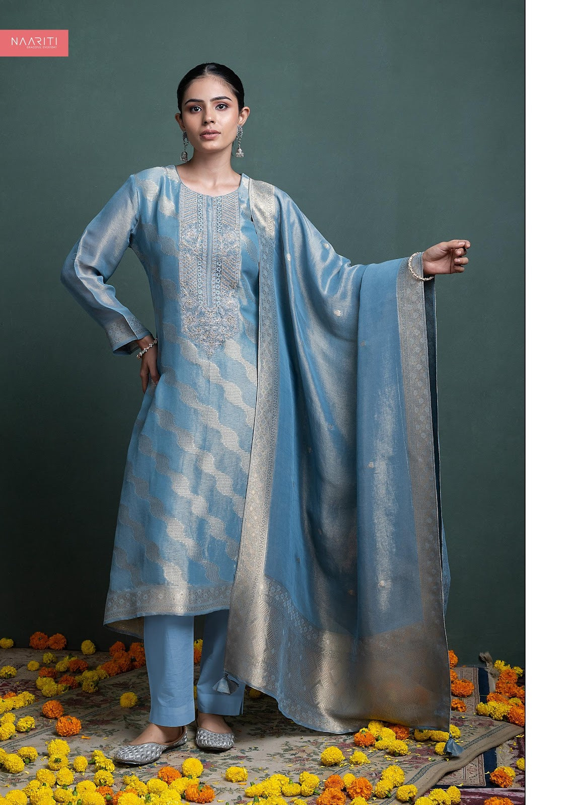 Gurnit Naariti Tissue Silk Pant Style Suits Manufacturer Gujarat