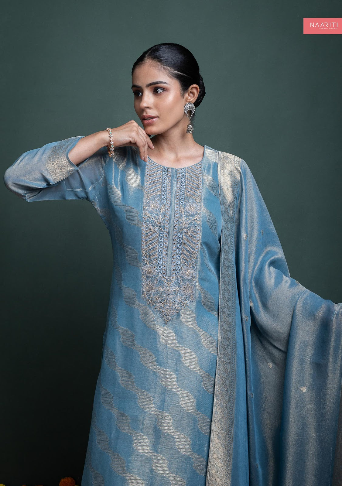 Gurnit Naariti Tissue Silk Pant Style Suits Manufacturer Gujarat