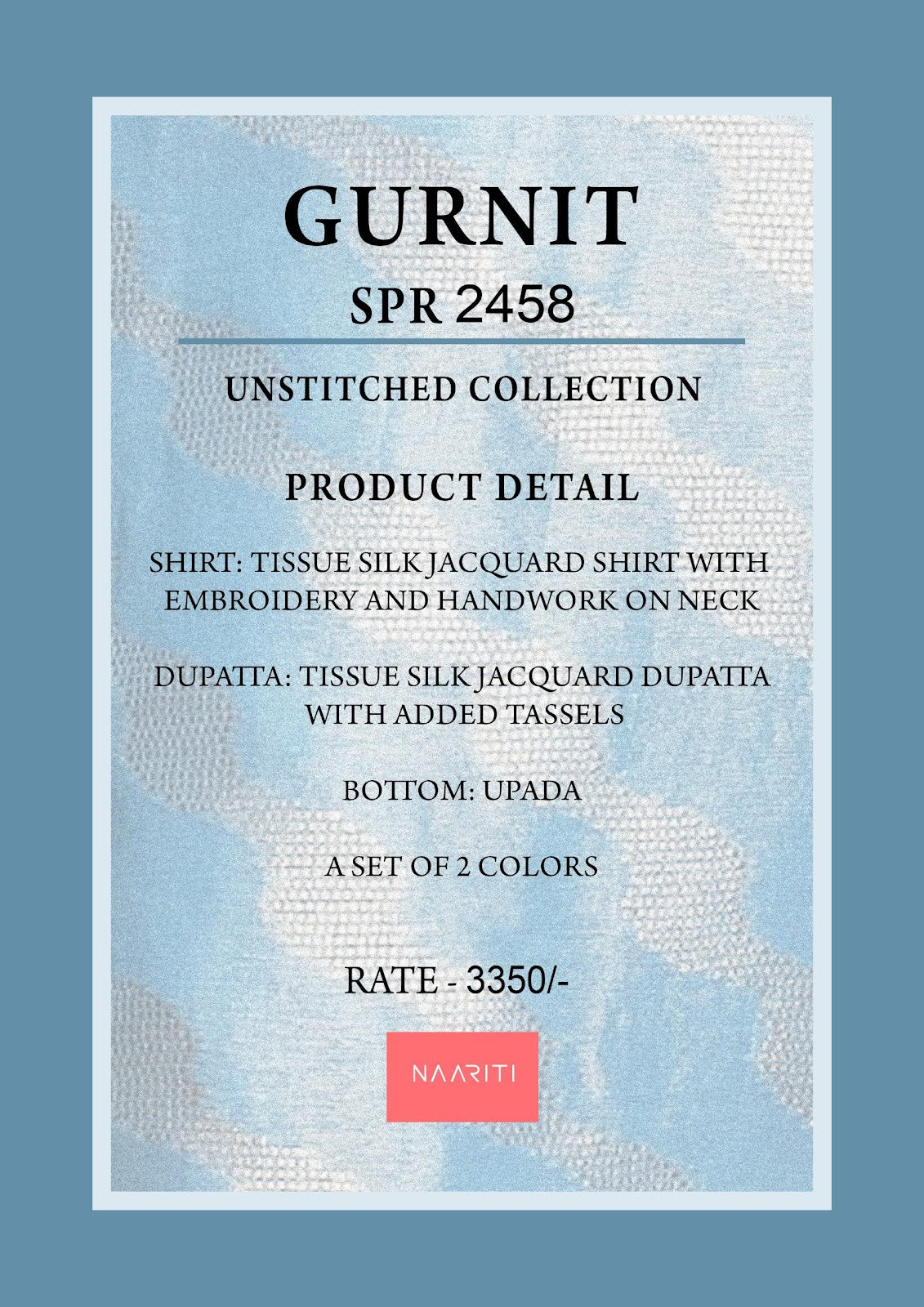 Gurnit Naariti Tissue Silk Pant Style Suits Manufacturer Gujarat