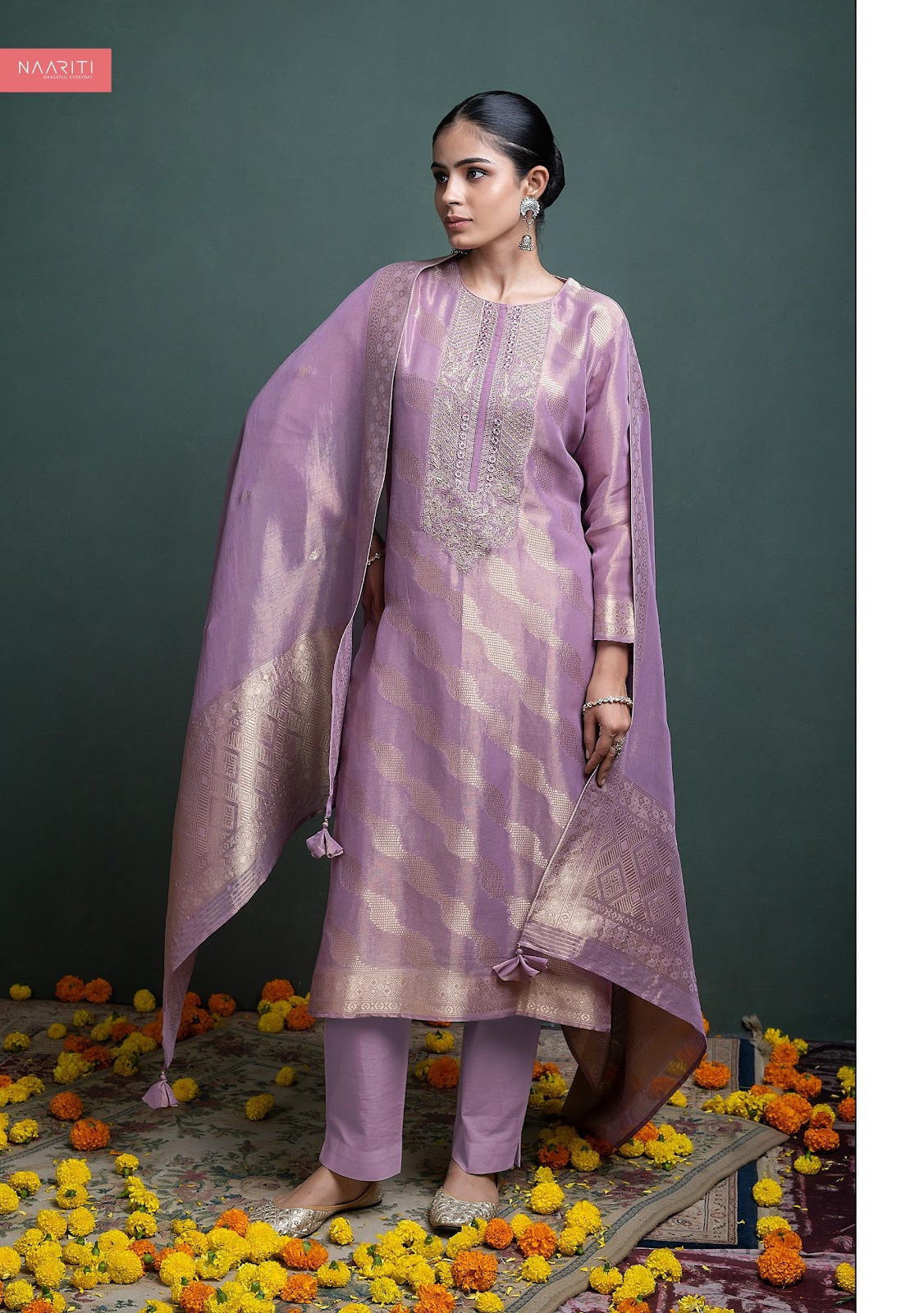 Gurnit Naariti Tissue Silk Pant Style Suits Manufacturer Gujarat