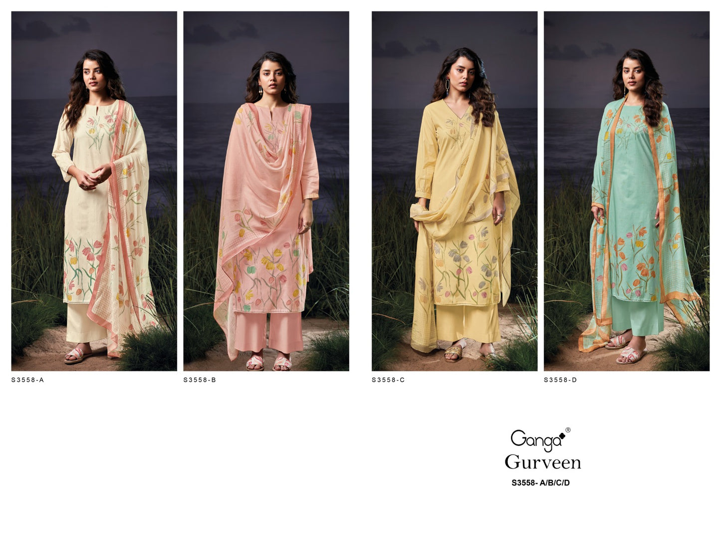 Gurveen 3558 Ganga Cotton Pant Style Suits Manufacturer