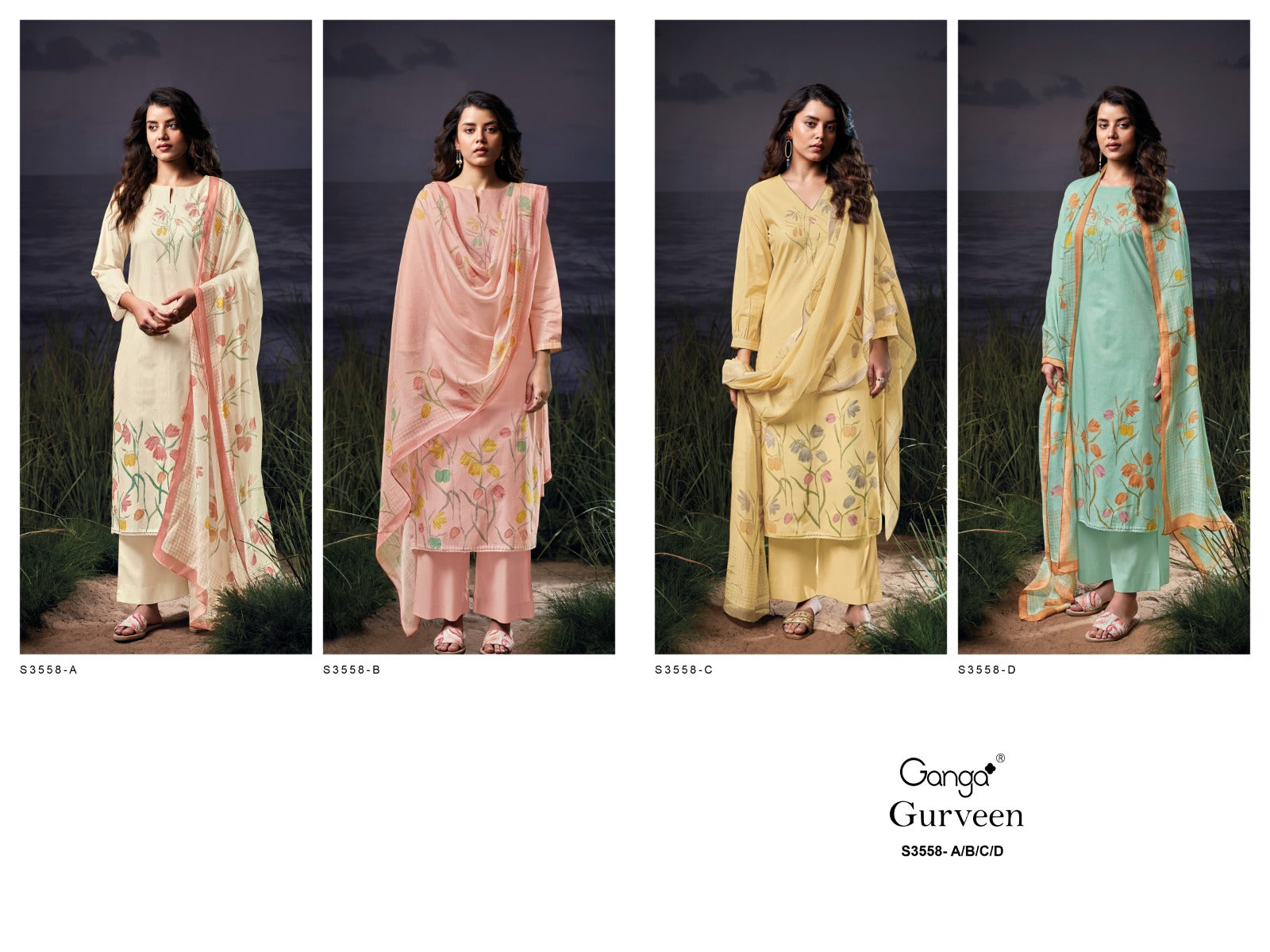 Gurveen 3558 Ganga Cotton Pant Style Suits Manufacturer