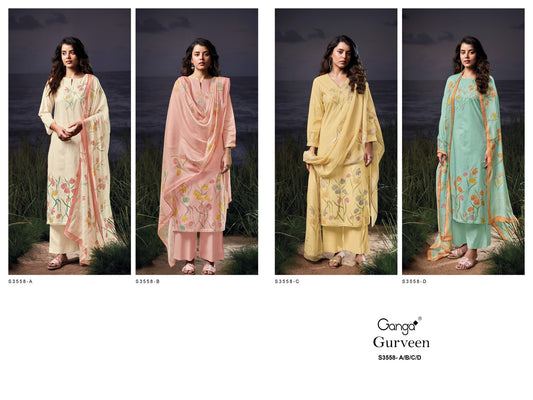 Gurveen 3558 Ganga Cotton Pant Style Suits Manufacturer