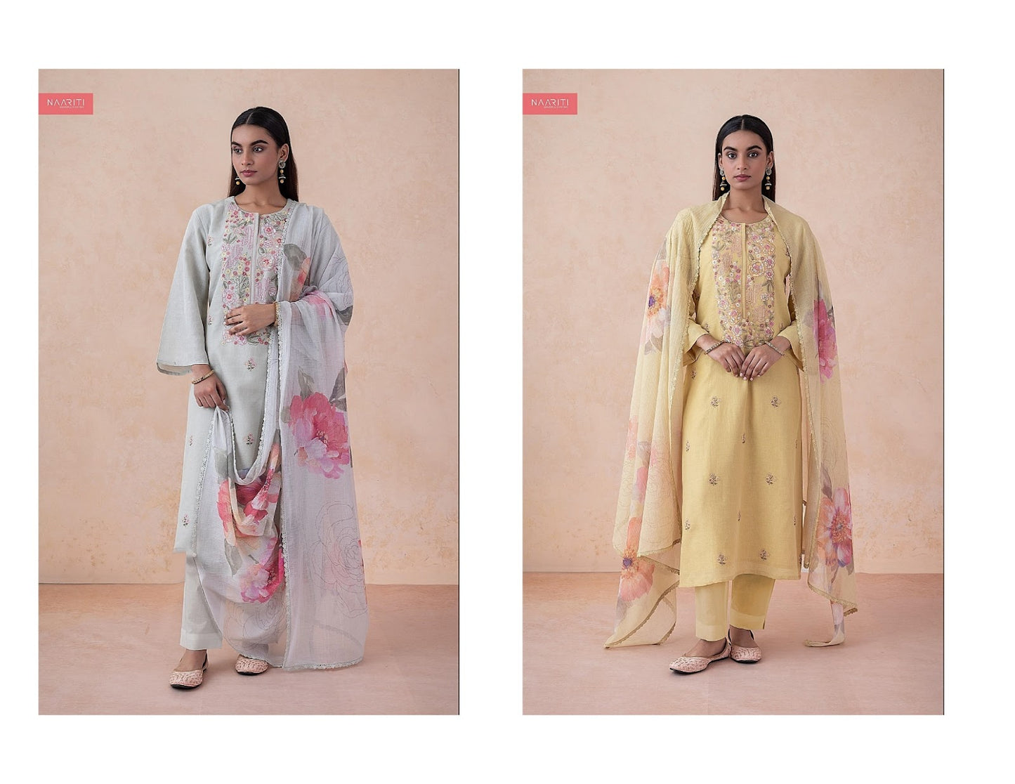 Gushveet Naariti Linen Pant Style Suits Wholesaler
