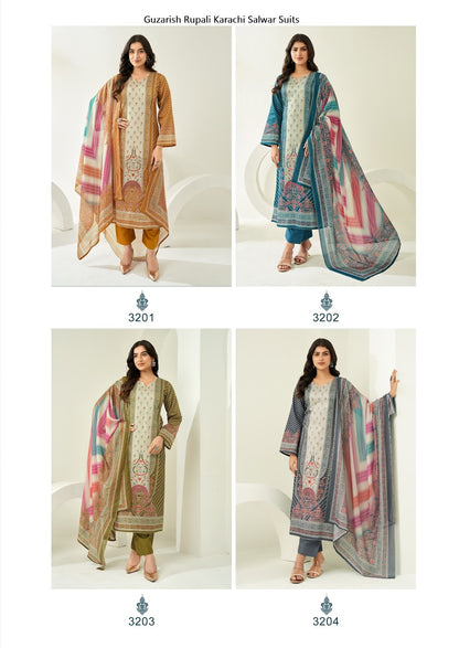 Guzarish Rupali Jam Satin Karachi Salwar Suits Supplier Gujarat