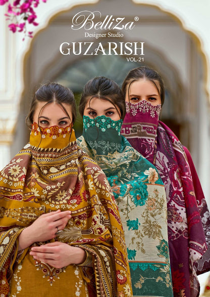 Guzarish Vol 21 Belliza Designer Studio Cotton Karachi Salwar Suits Manufacturer Ahmedabad