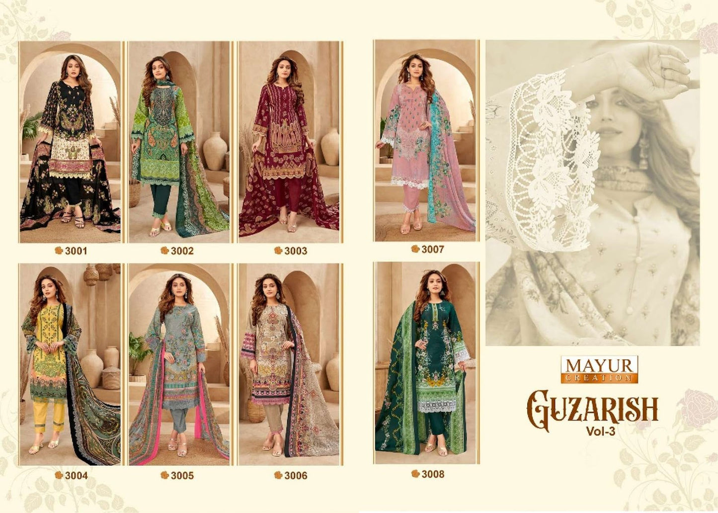 Guzarish Vol 3 Mayur Creation Cotton Karachi Salwar Suits Supplier India