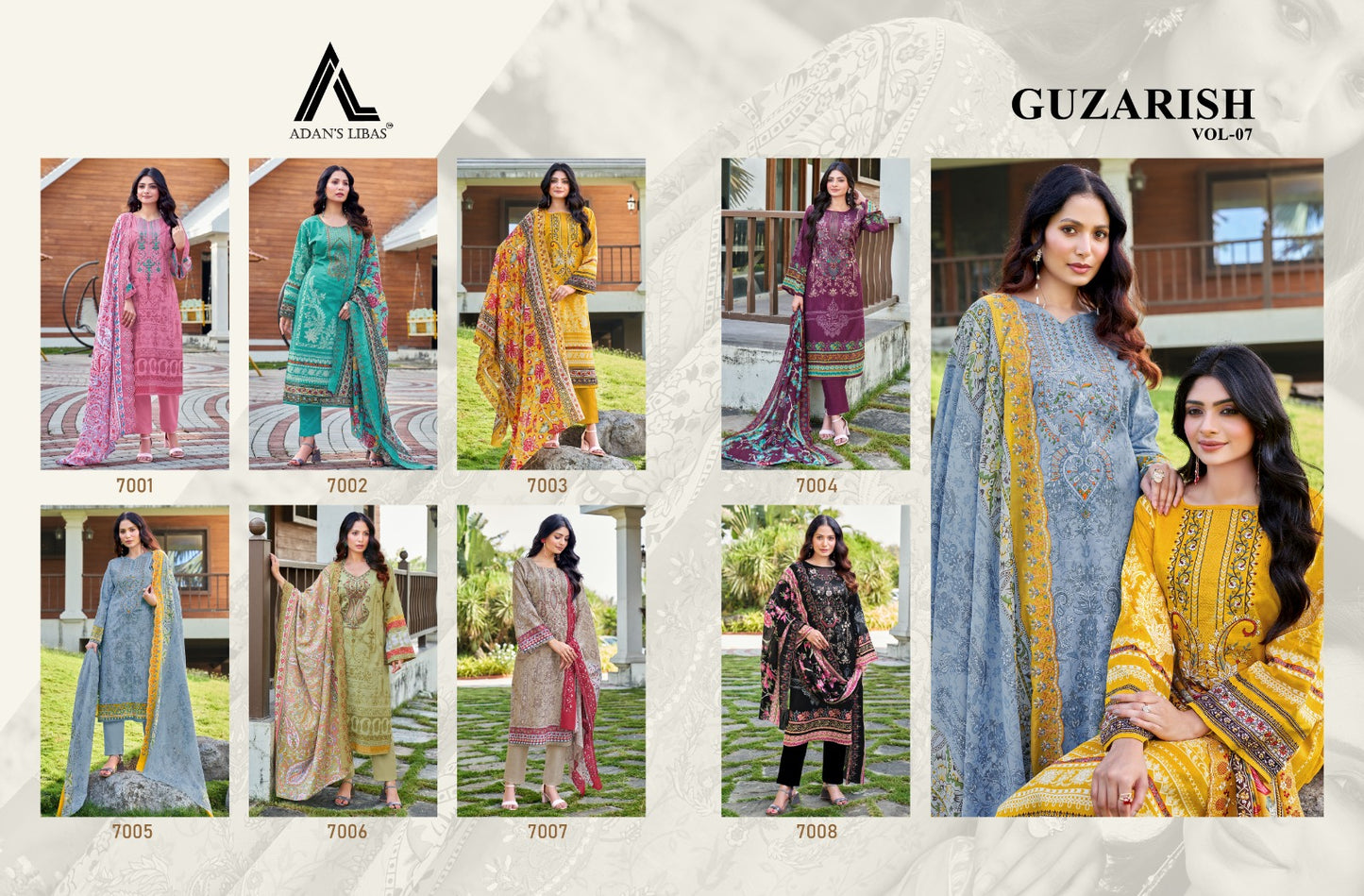 Guzarish Vol 7 Adans Libas Cambric Cotton Karachi Salwar Suits Manufacturer