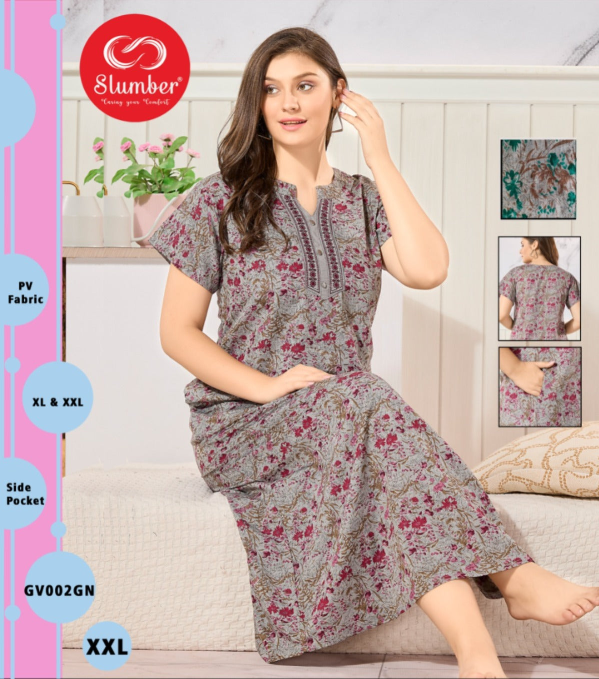 Gv002 Slumber Pv Night Gowns Supplier India