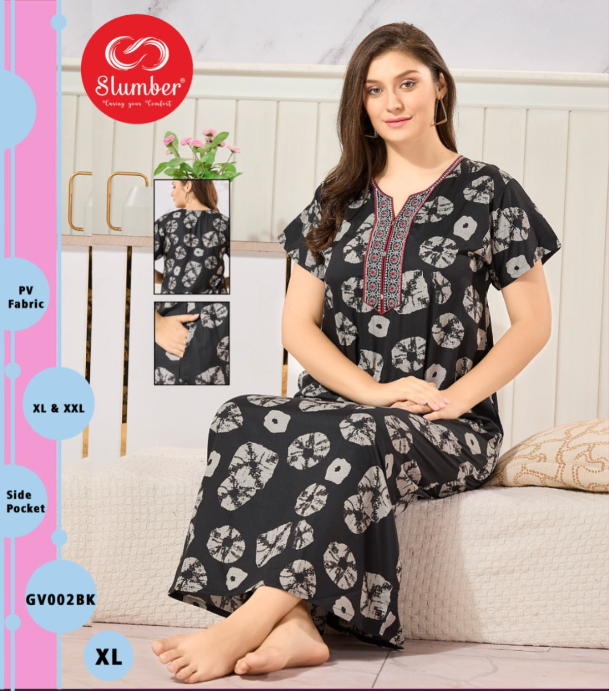 Gv002 Slumber Pv Night Gowns Supplier India