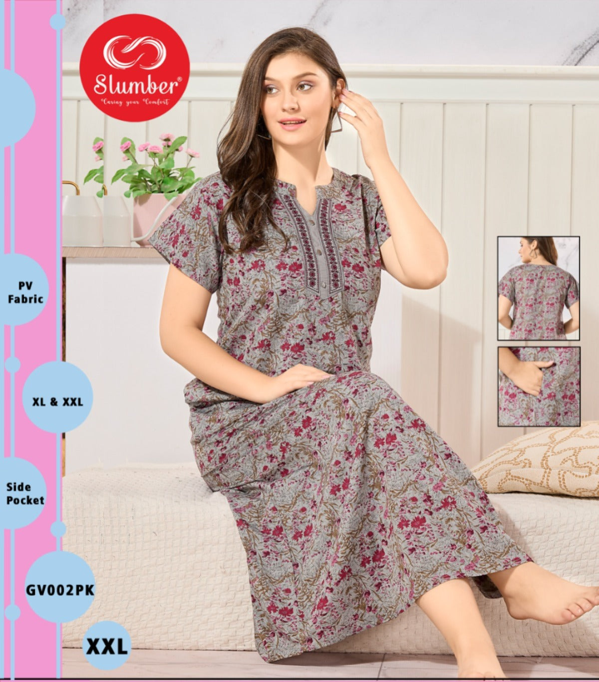 Gv002 Slumber Pv Night Gowns Supplier India