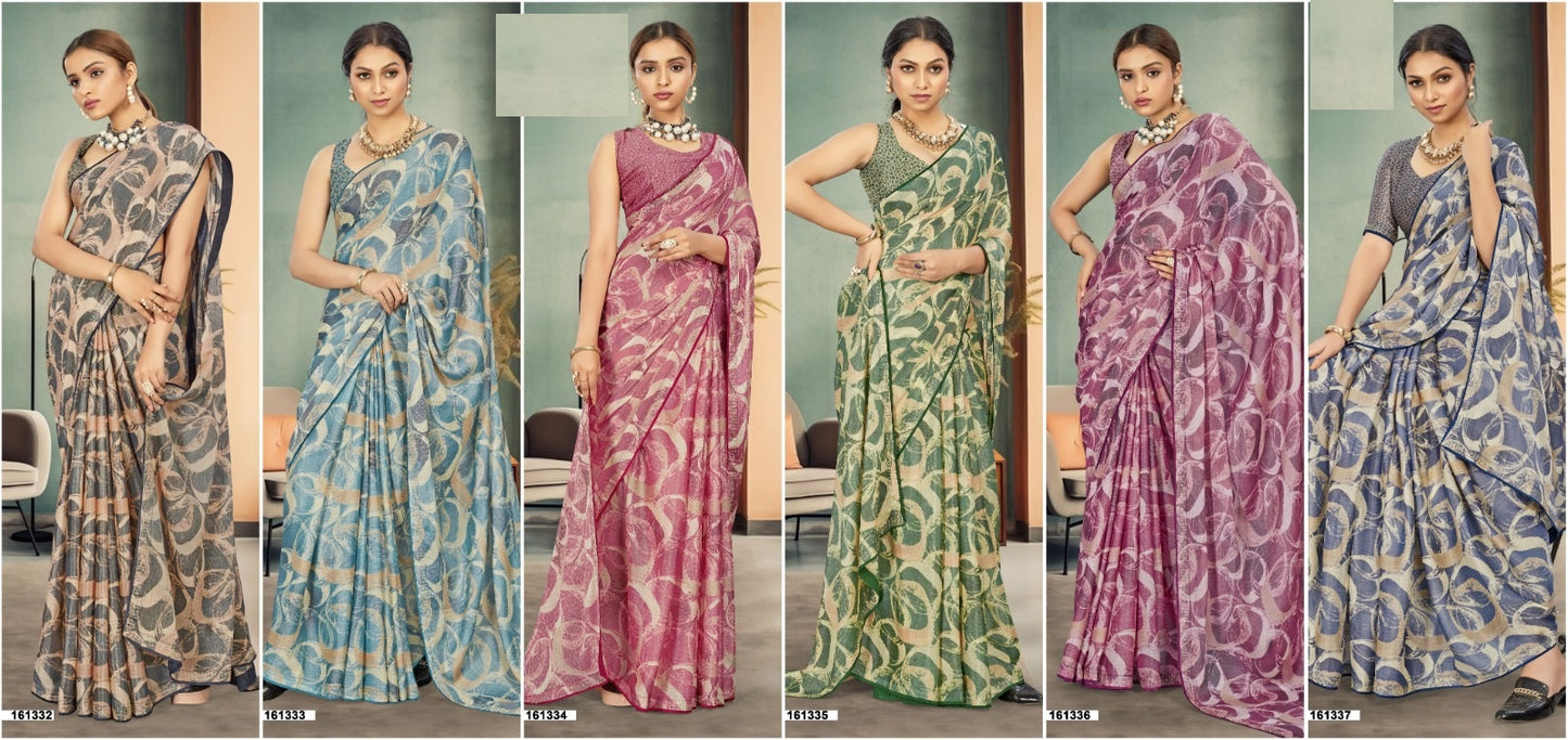 Gyanvi Vallabhi Prints Chiffon Sarees Supplier Gujarat
