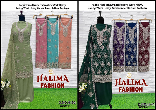 H-41 And H-26 Halima Fashion Flute Plazzo Style Suits Supplier Ahmedabad
