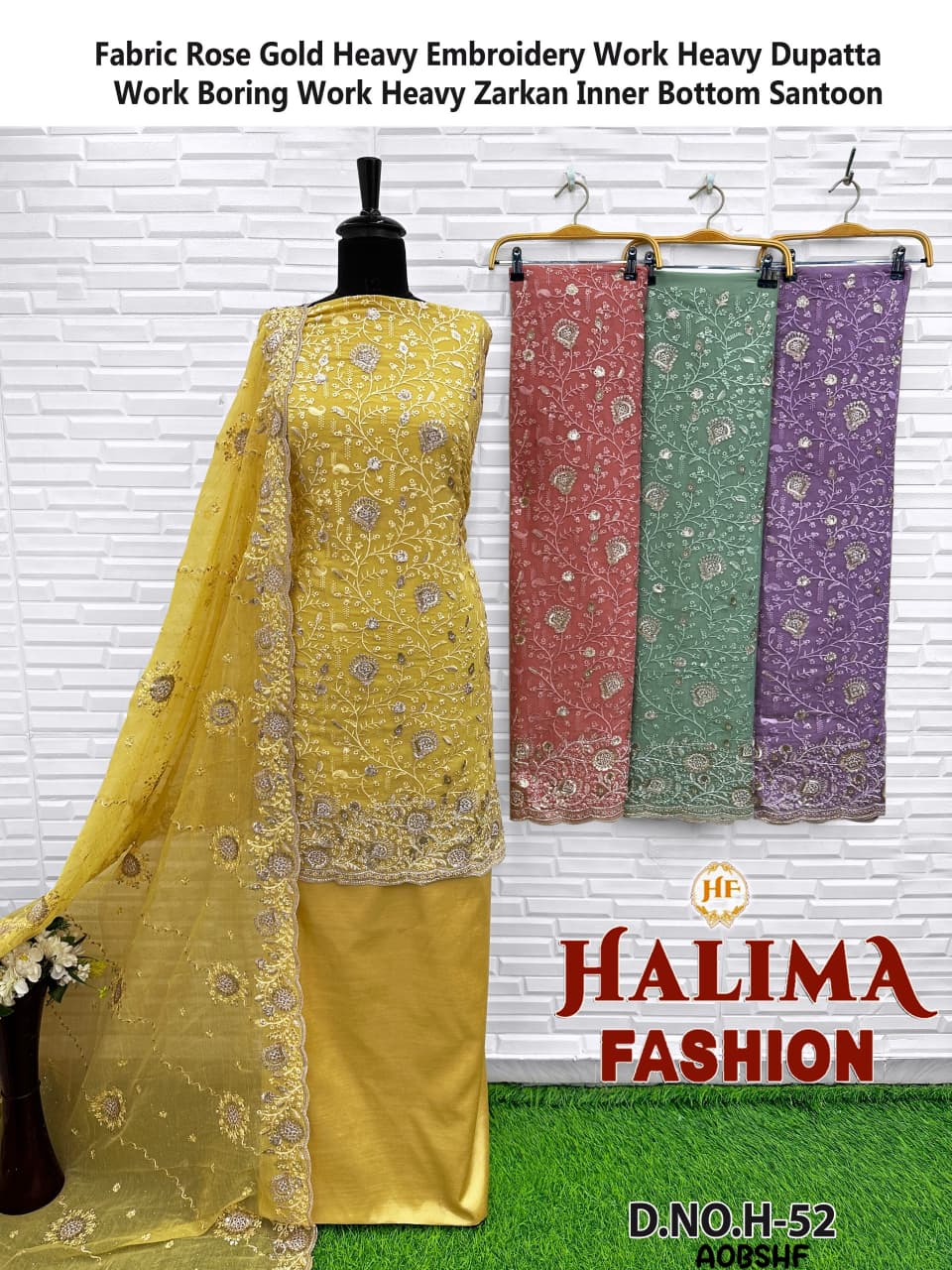 H-52 Halima Fashion Rose Gold Plazzo Style Suits Exporter India