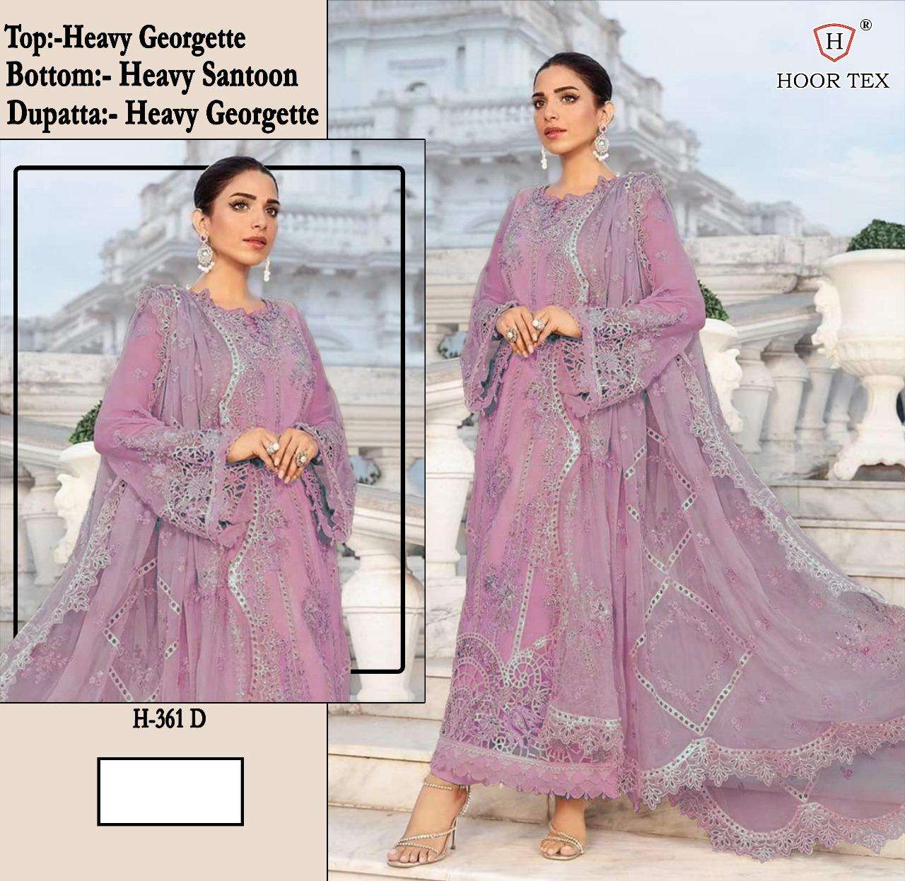 H 361 Hoor Tex Georgette Pakistani Salwar Suits Wholesale Price