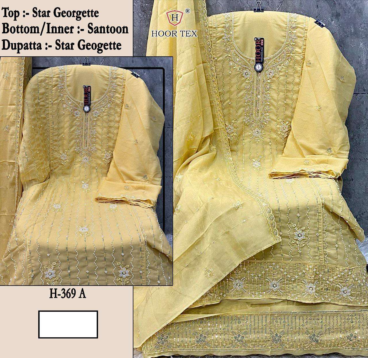 H 369 Hoor Tex Georgette Pakistani Salwar Suits Wholesale Rate