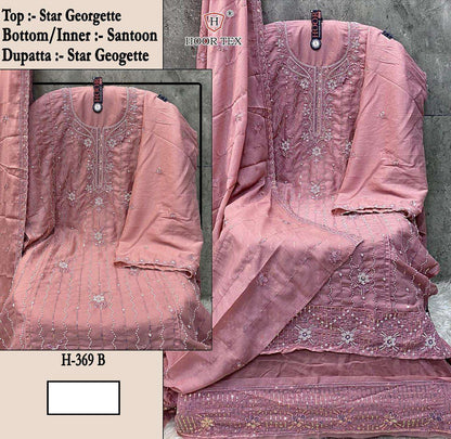 H 369 Hoor Tex Georgette Pakistani Salwar Suits Wholesale Rate