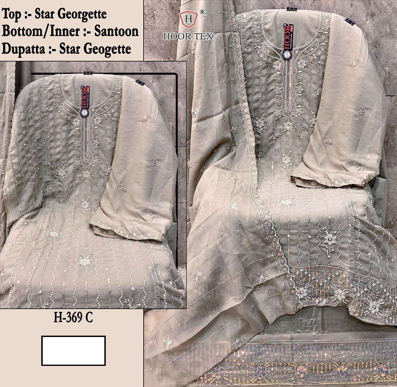 H 369 Hoor Tex Georgette Pakistani Salwar Suits Wholesale Rate