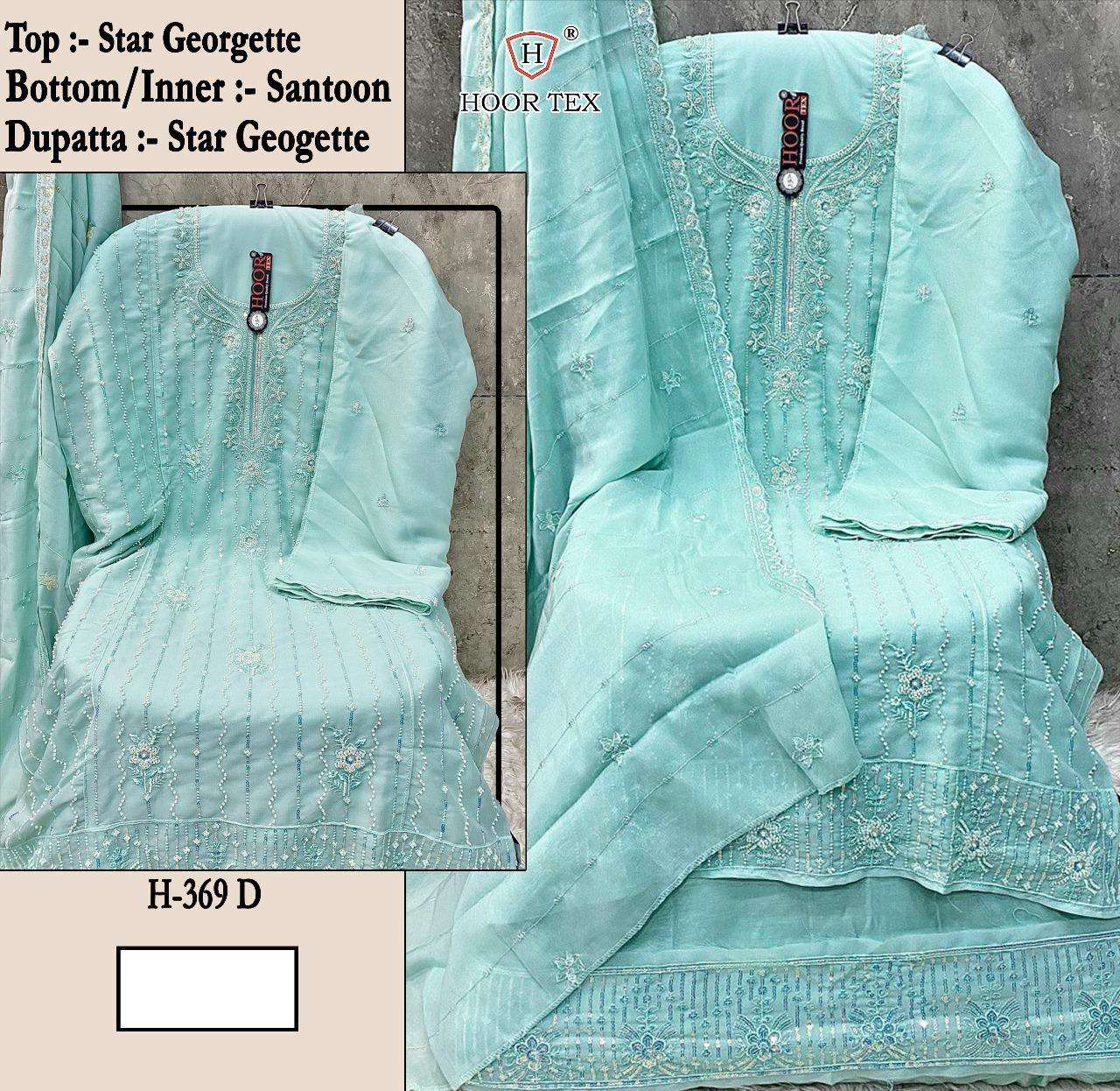 H 369 Hoor Tex Georgette Pakistani Salwar Suits Wholesale Rate
