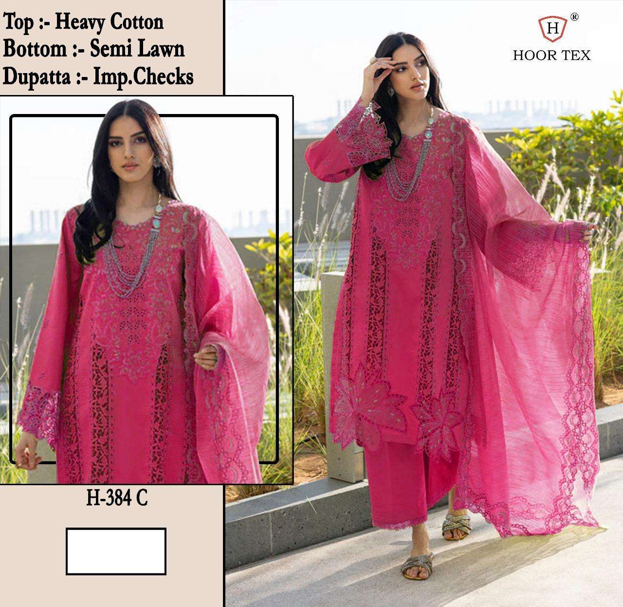 H 384 A To D Hoor Tex Heavy Cotton Pakistani Readymade Suits Wholesale Price