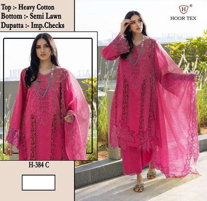 H 384 A To D Hoor Tex Heavy Cotton Pakistani Readymade Suits Wholesale Price