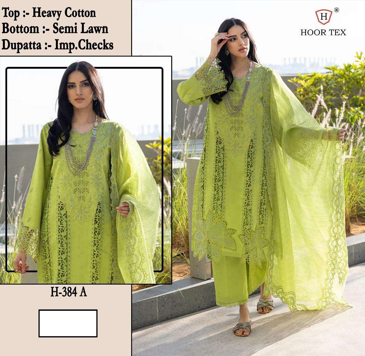 H 384 A To D Hoor Tex Heavy Cotton Pakistani Readymade Suits Wholesale Price