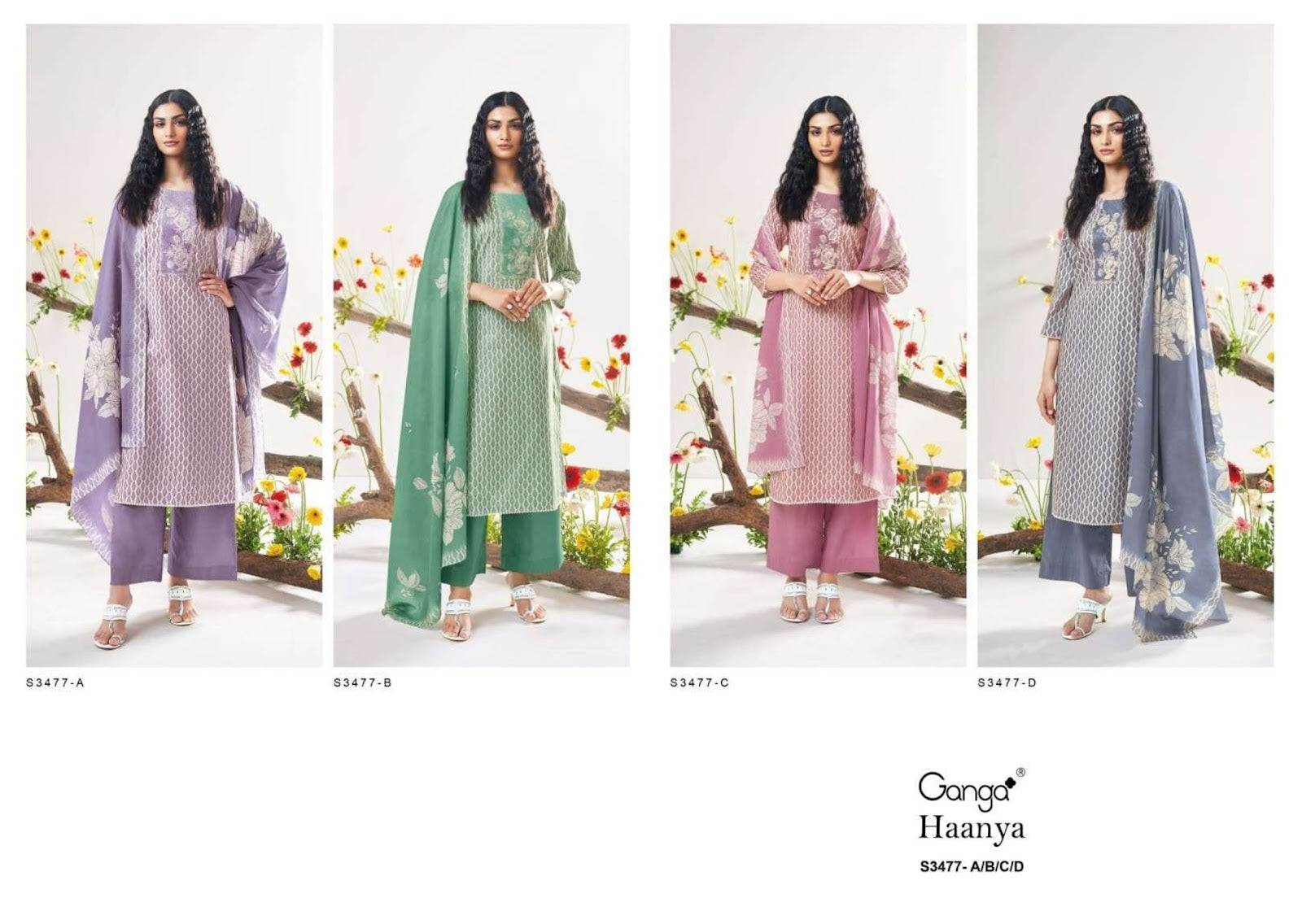 Haanya Ganga Cotton Pant Style Suits Supplier India