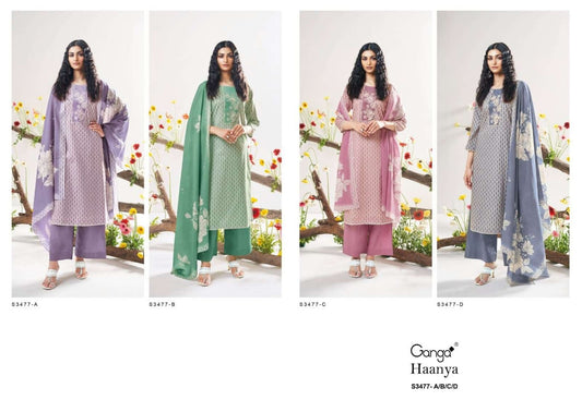 Haanya Ganga Cotton Pant Style Suits Supplier India