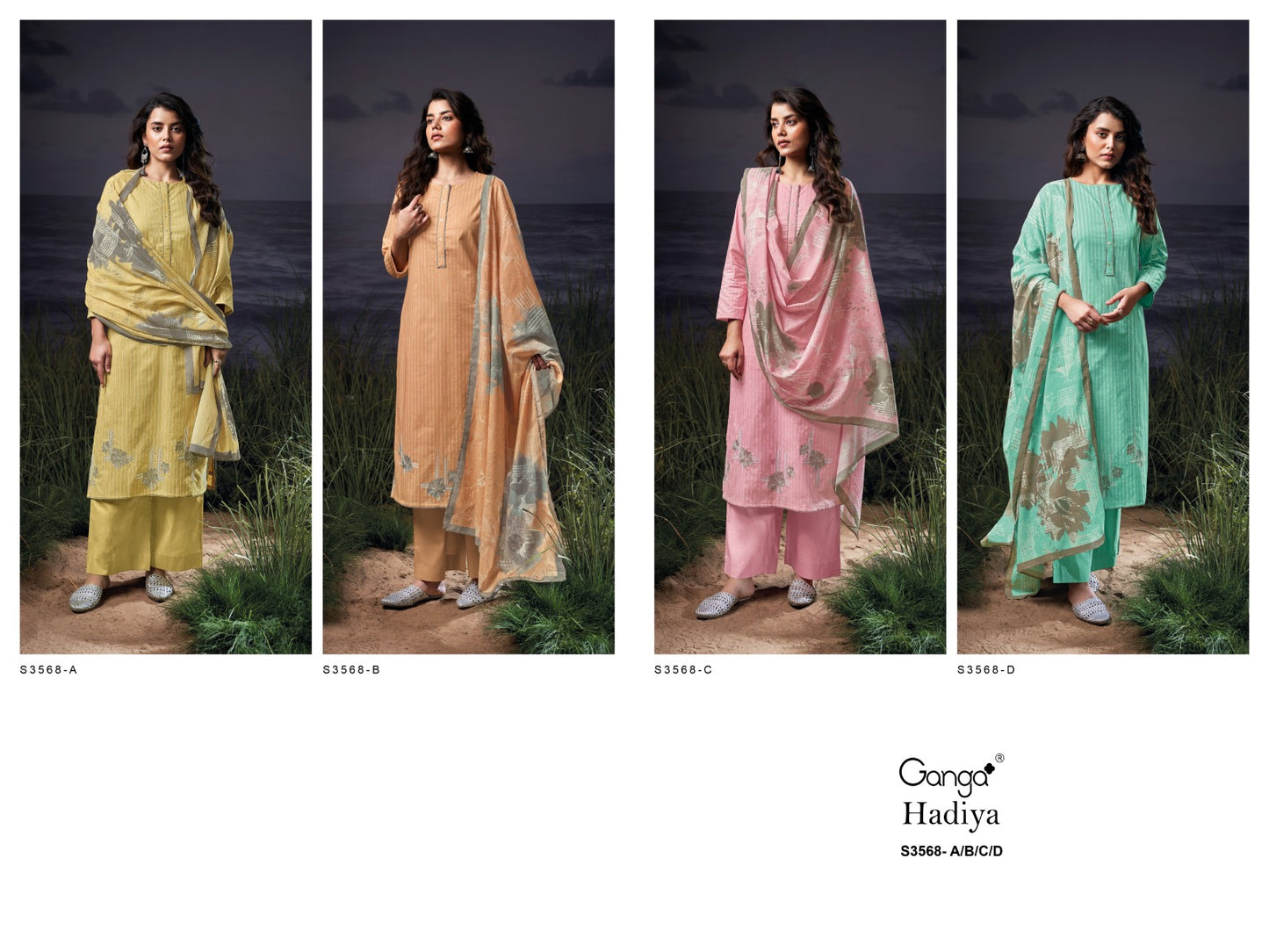 Hadiya 3568 Ganga Premium Cotton Plazzo Style Suits Supplier India