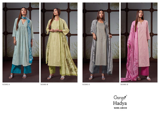 Hadya-2380 Ganga Premium Cotton Plazzo Style Suits