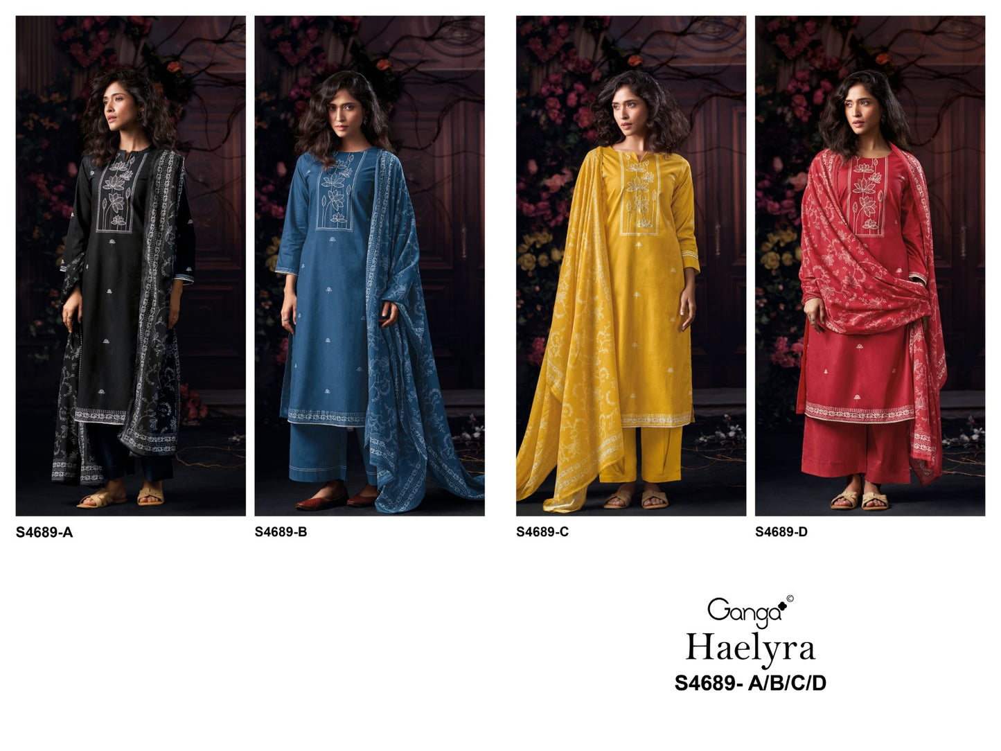 Haelyra S4689 Ganga Cotton Plazzo Style Suits Exporter Ahmedabad