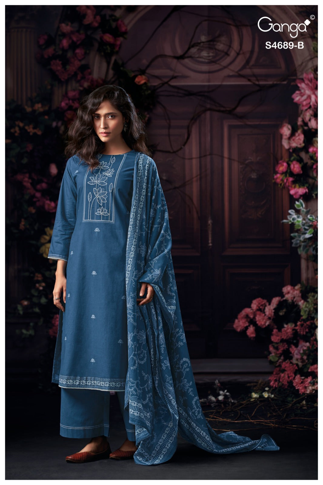 Haelyra S4689 Ganga Cotton Plazzo Style Suits Exporter Ahmedabad