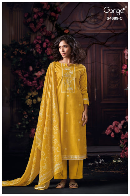 Haelyra S4689 Ganga Cotton Plazzo Style Suits Exporter Ahmedabad