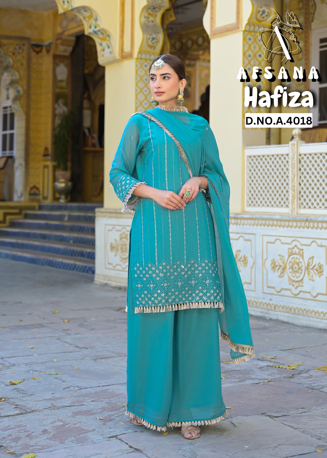 Hafiza Afsana Crunchi Readymade Plazzo Style Suits Exporter Gujarat