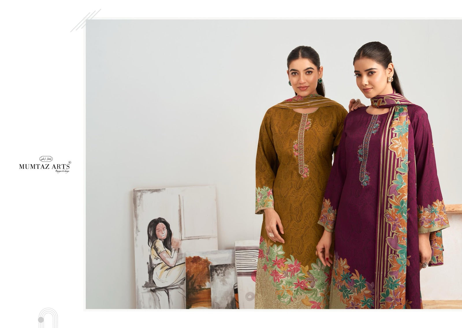 Hafiza Muslin Mumtaz Arts Pure Viscose Muslin Plazzo Style Suits Wholesaler Ahmedabad