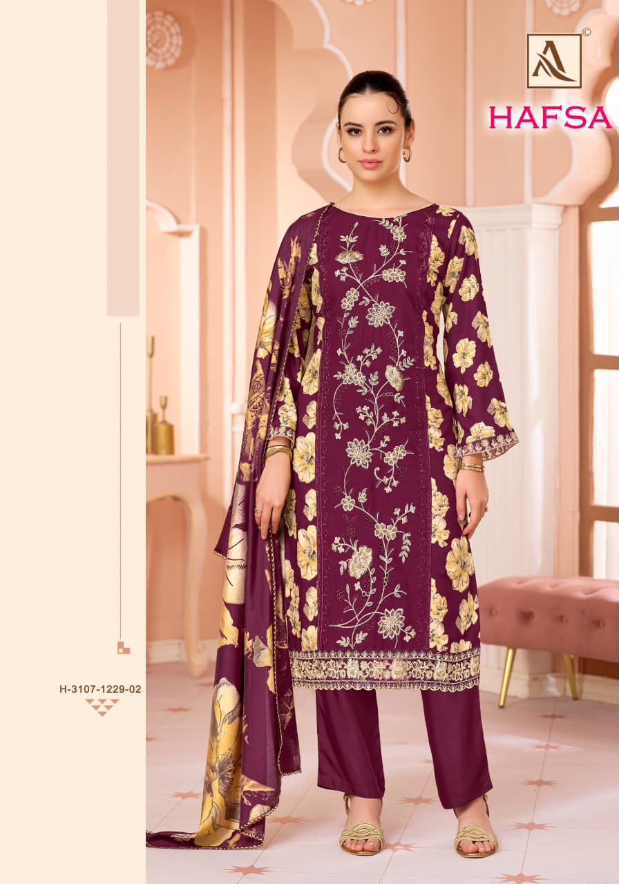 Hafsa Alok Viscose Reyon Karachi Salwar Suits Wholesaler Gujarat