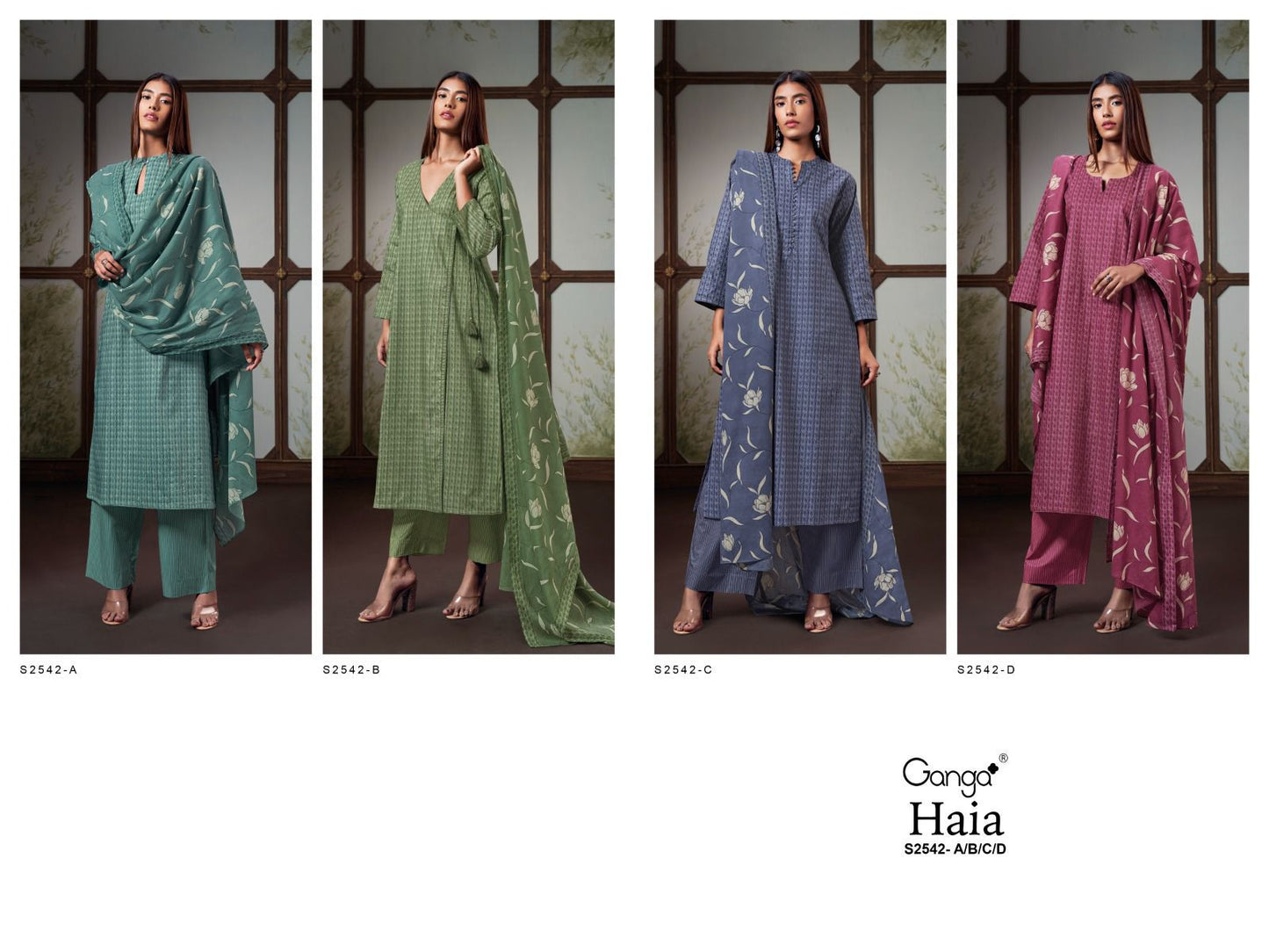 Haia-2542 Ganga Premium Cotton Plazzo Style Suits