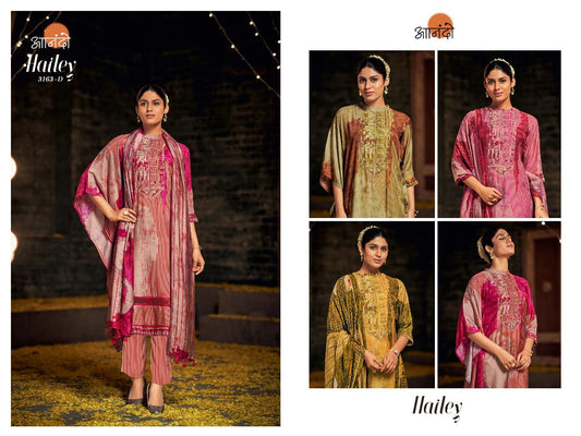 Hailey 3163 Anando Muslin Silk Pant Style Suits Exporter Ahmedabad