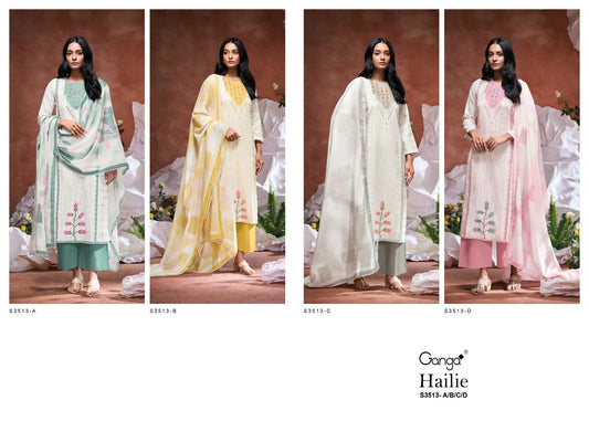 Hailie 3513 Ganga Premium Cotton Plazzo Style Suits Wholesale