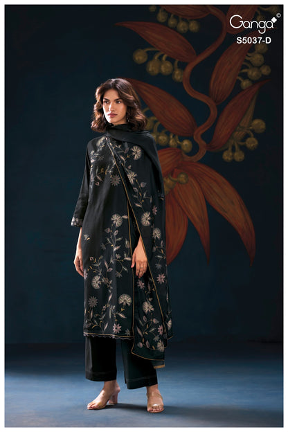 Hailora S5037 Ganga Cotton Satin Pant Style Suits Manufacturer Ahmedabad