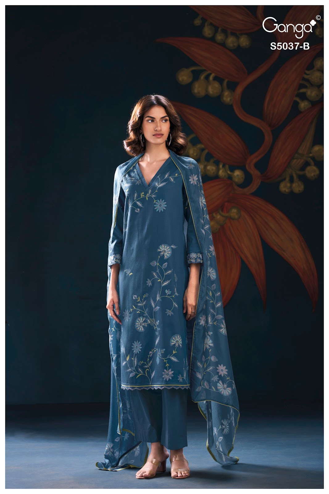 Hailora S5037 Ganga Cotton Satin Pant Style Suits Manufacturer Ahmedabad