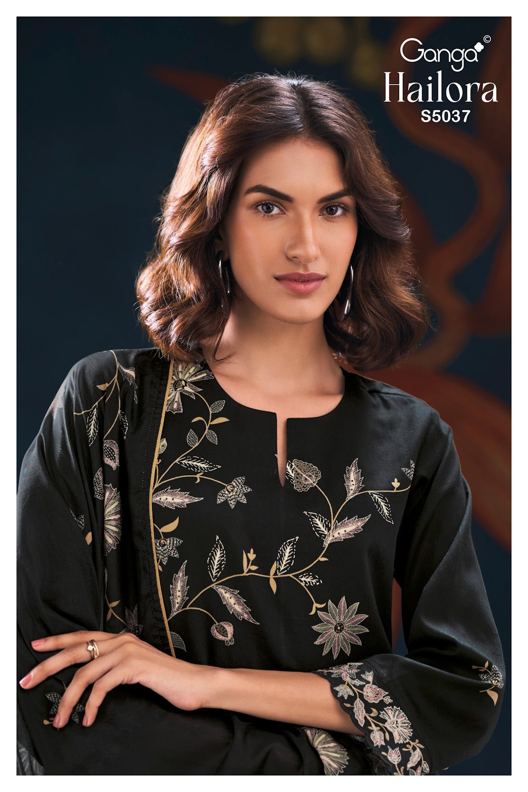 Hailora S5037 Ganga Cotton Satin Pant Style Suits Manufacturer Ahmedabad