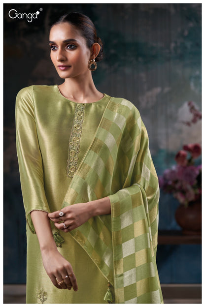 Haisley 3729 Ganga Silk Jacquard Plazzo Style Suits Exporter Ahmedabad