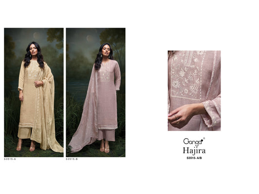 Hajira 3515 Ganga Pure Linen Pant Style Suits Wholesaler India