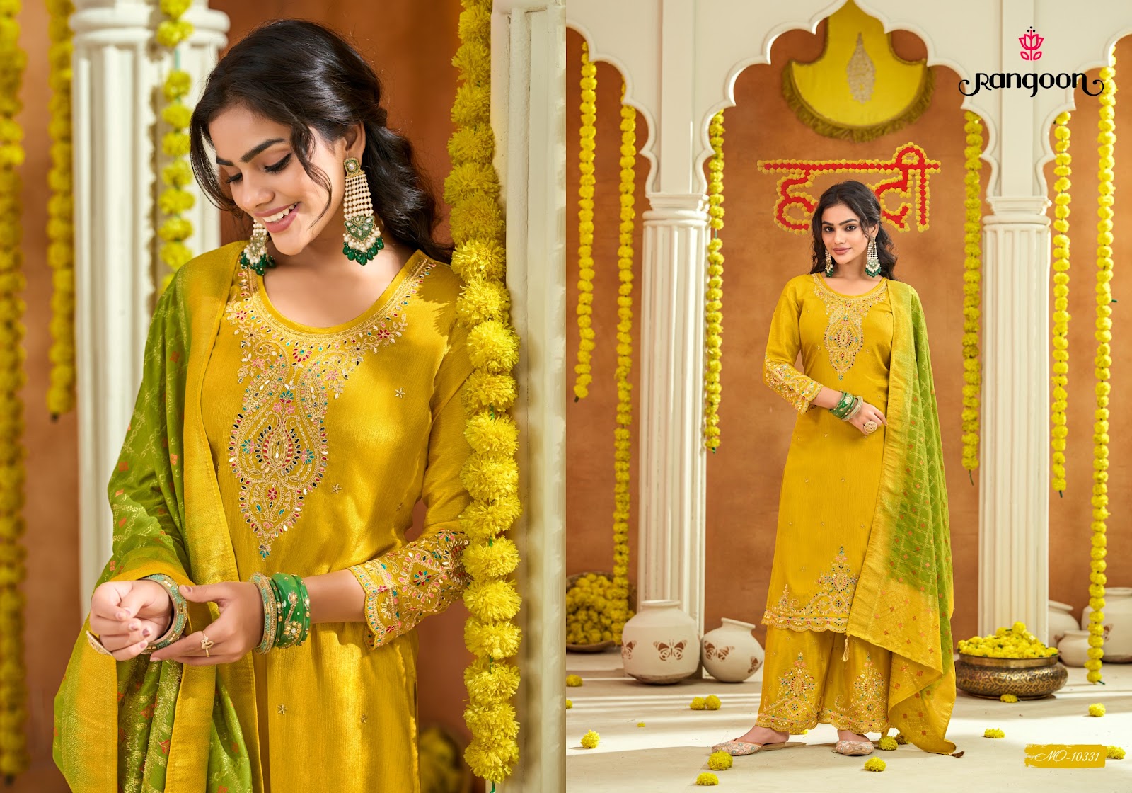 Haldi Mehandi Vol 2 Rangoon Chinnon Readymade Plazzo Style Suits Wholesale Price