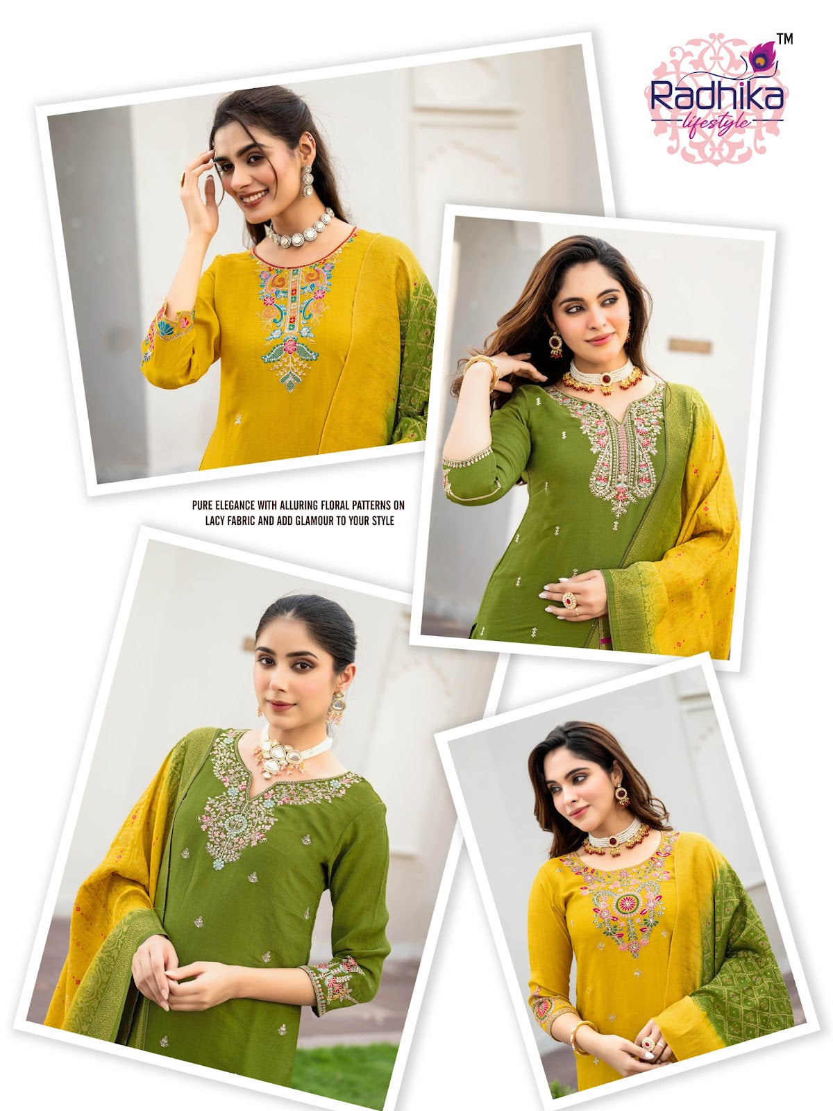 Haldi Mehndi Vol 1 Radhika Lifestyle Chiffon Readymade Pant Style Suits Manufacturer Ahmedabad