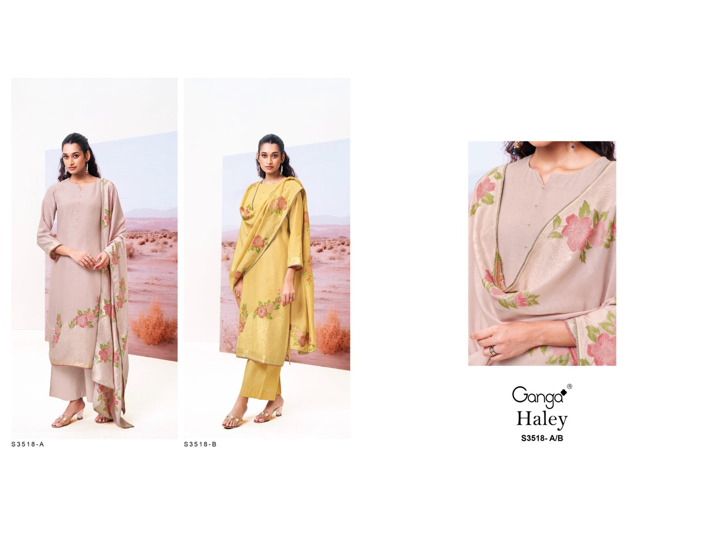 Haley 3518 Ganga Premium Viscose Plazzo Style Suits Wholesaler Ahmedabad