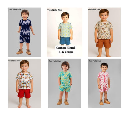 Half Sleeves 26 Two Note Five Cotton Blend Boys Shorts Set Exporter India